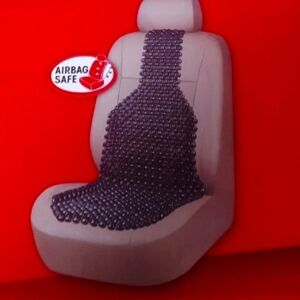 AUTOCRAFT Black Wood Bead Seat Cushion AC2095 1 Seat Airbag Safe NEW